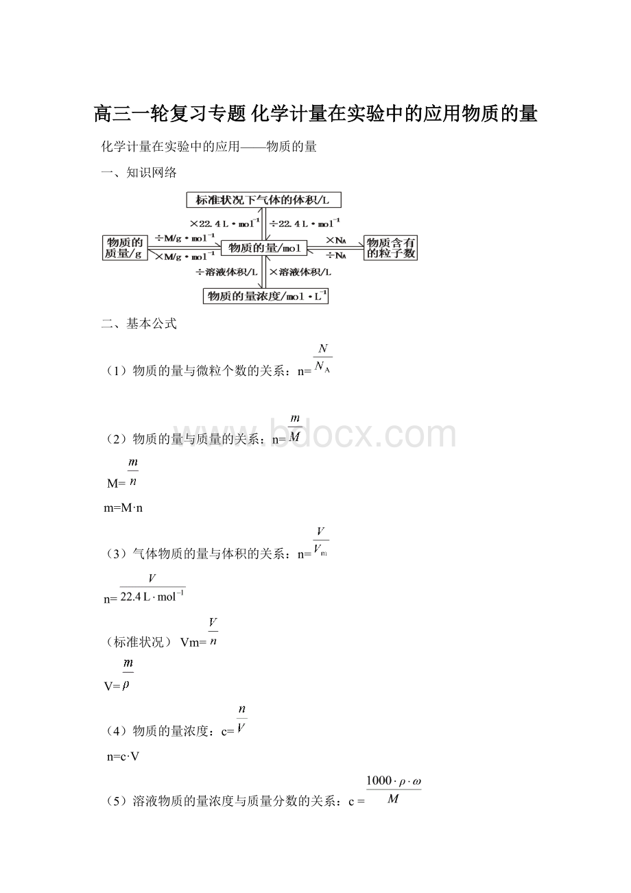 高三一轮复习专题 化学计量在实验中的应用物质的量.docx_第1页