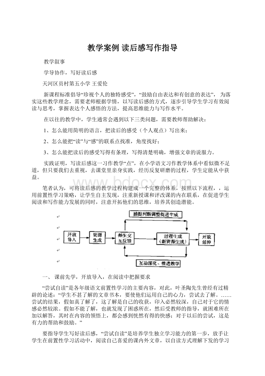 教学案例 读后感写作指导Word下载.docx