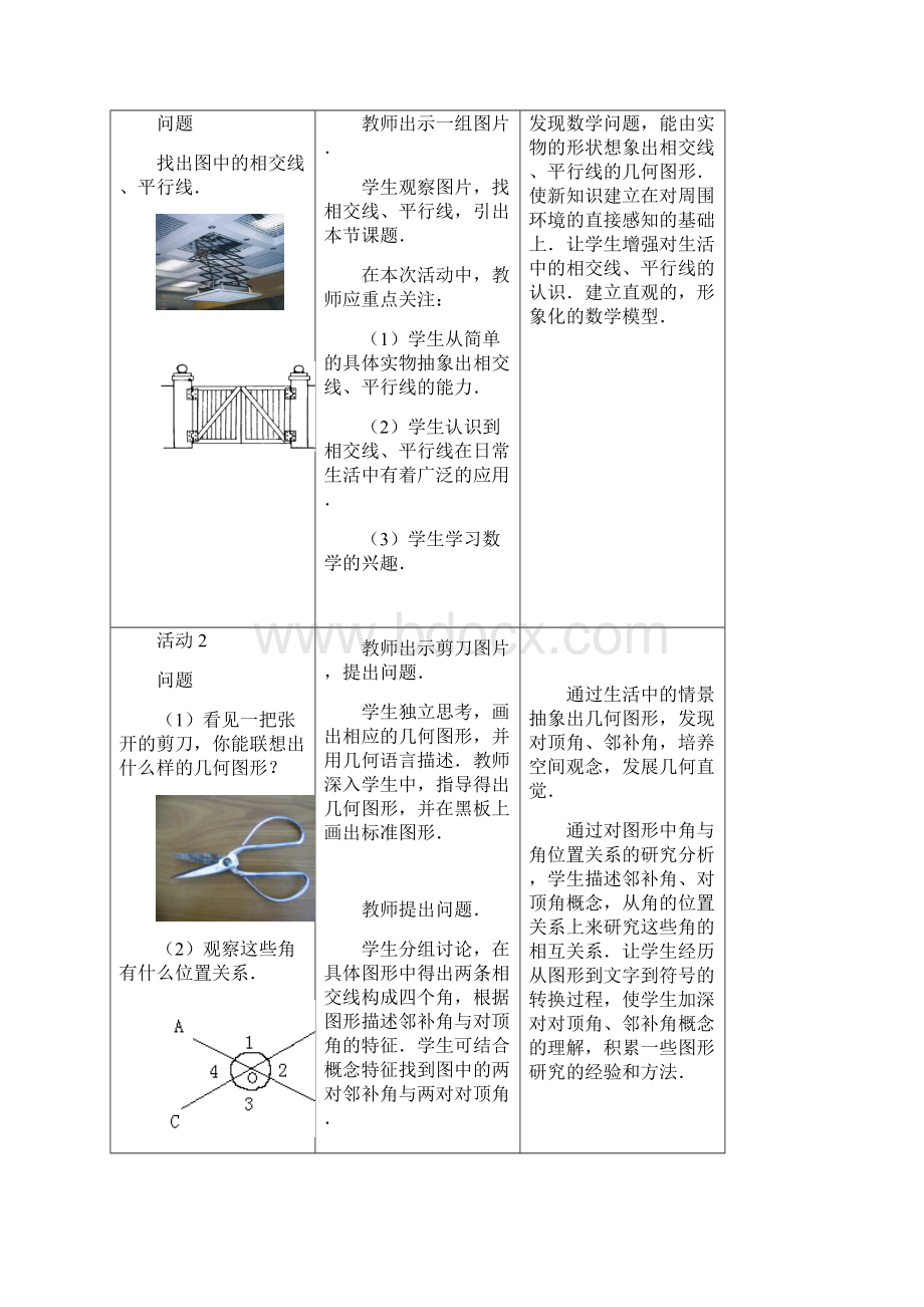 最新人教版七年级数学初一下册第五章相交线与平行线单元教案设计Word文档下载推荐.docx_第3页