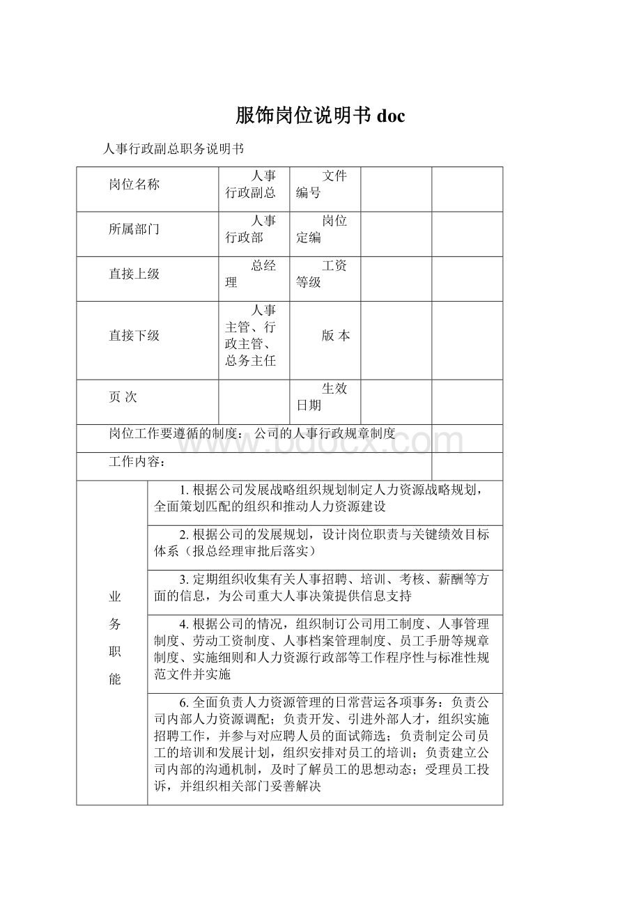 服饰岗位说明书docWord下载.docx_第1页