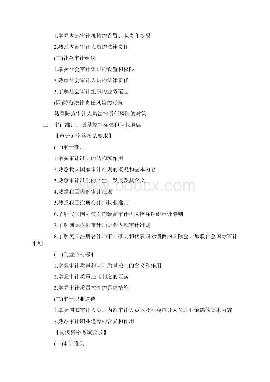 审计师与与初级资格考试《审计理论与实务》考试大纲Word文件下载.docx_第3页