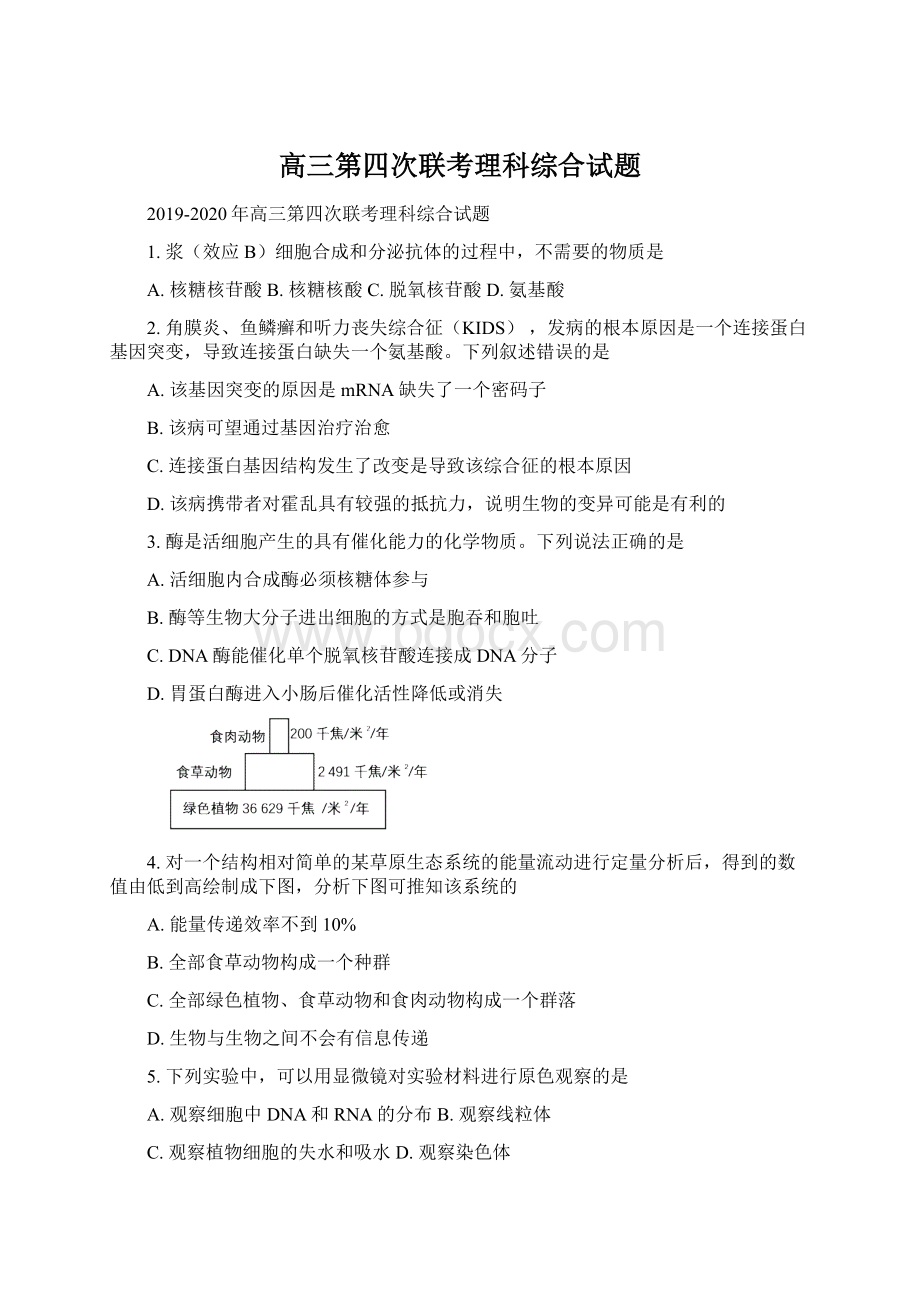 高三第四次联考理科综合试题文档格式.docx_第1页