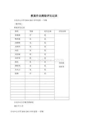 教案作业测验评比记录Word文档下载推荐.docx