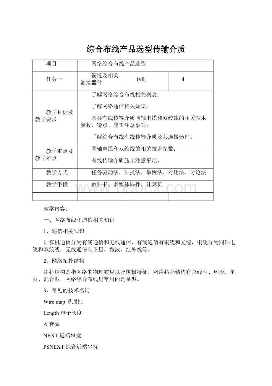 综合布线产品选型传输介质Word文件下载.docx