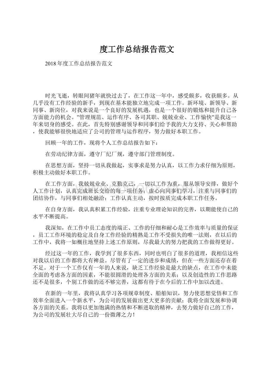 度工作总结报告范文.docx_第1页