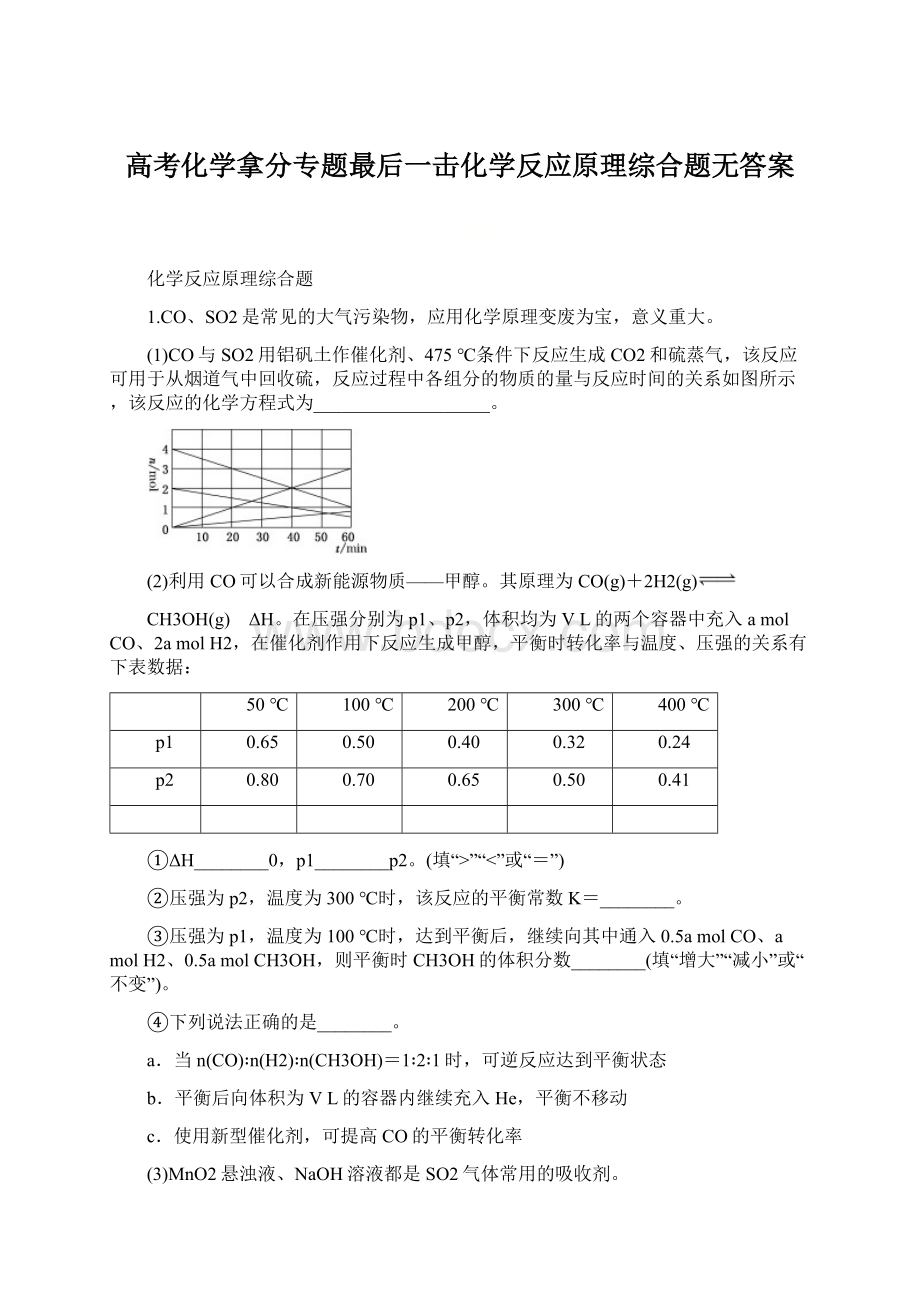 高考化学拿分专题最后一击化学反应原理综合题无答案Word格式.docx_第1页