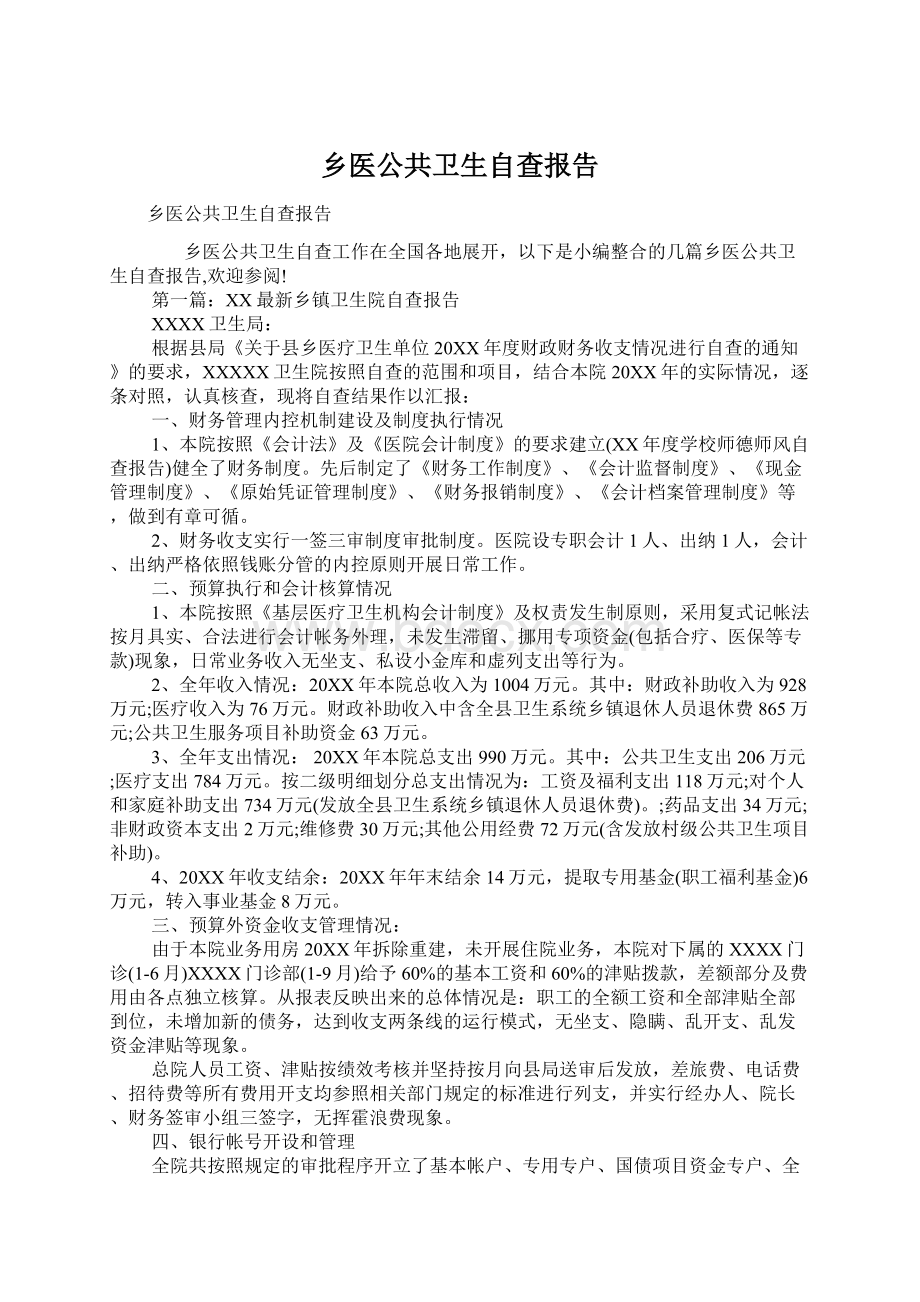 乡医公共卫生自查报告.docx_第1页