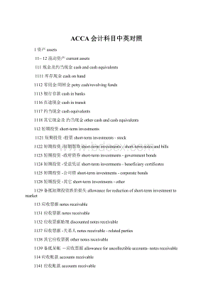 ACCA会计科目中英对照Word格式文档下载.docx