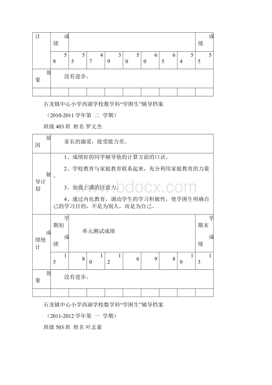 石龙镇中心小学西湖学校数学科学困生辅导档Word格式文档下载.docx_第3页