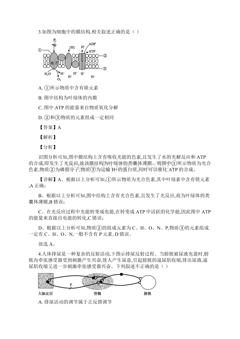 山西省长治市普通高中届高三毕业班质量检测理综生物试题解析版.docx_第3页