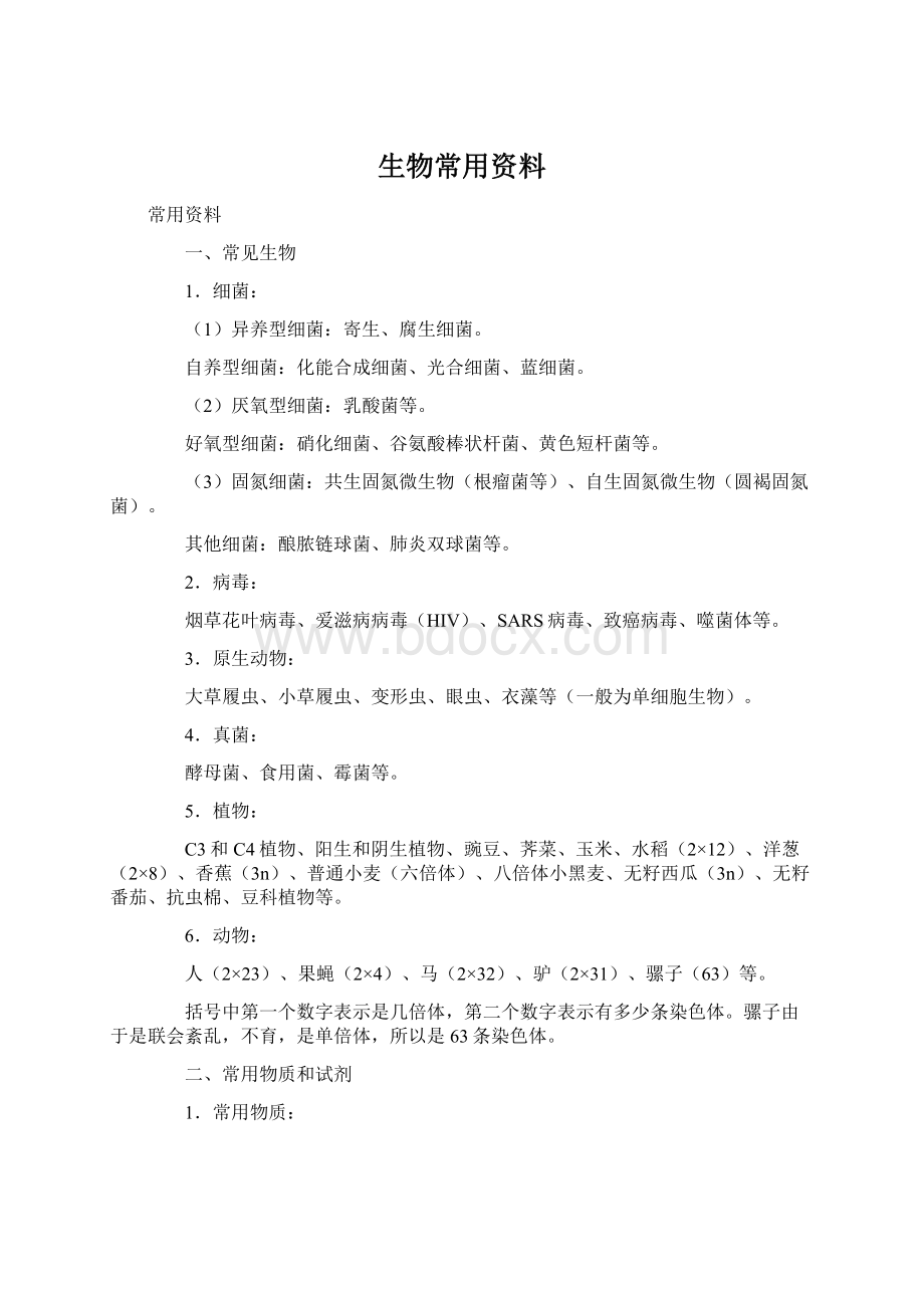 生物常用资料.docx