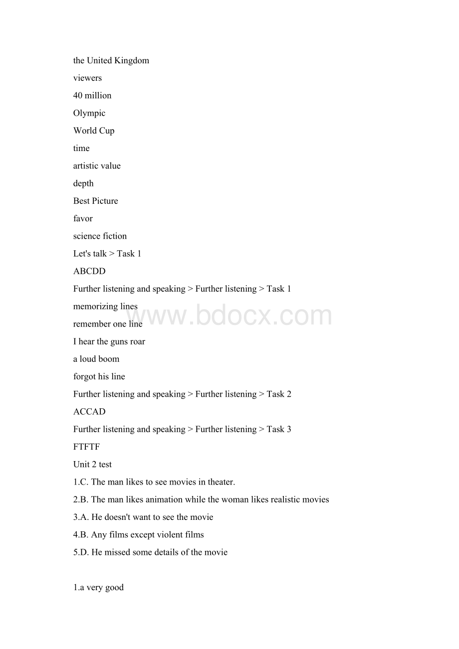 最新新视野大学英语视听说unittest110答案Word格式文档下载.docx_第3页