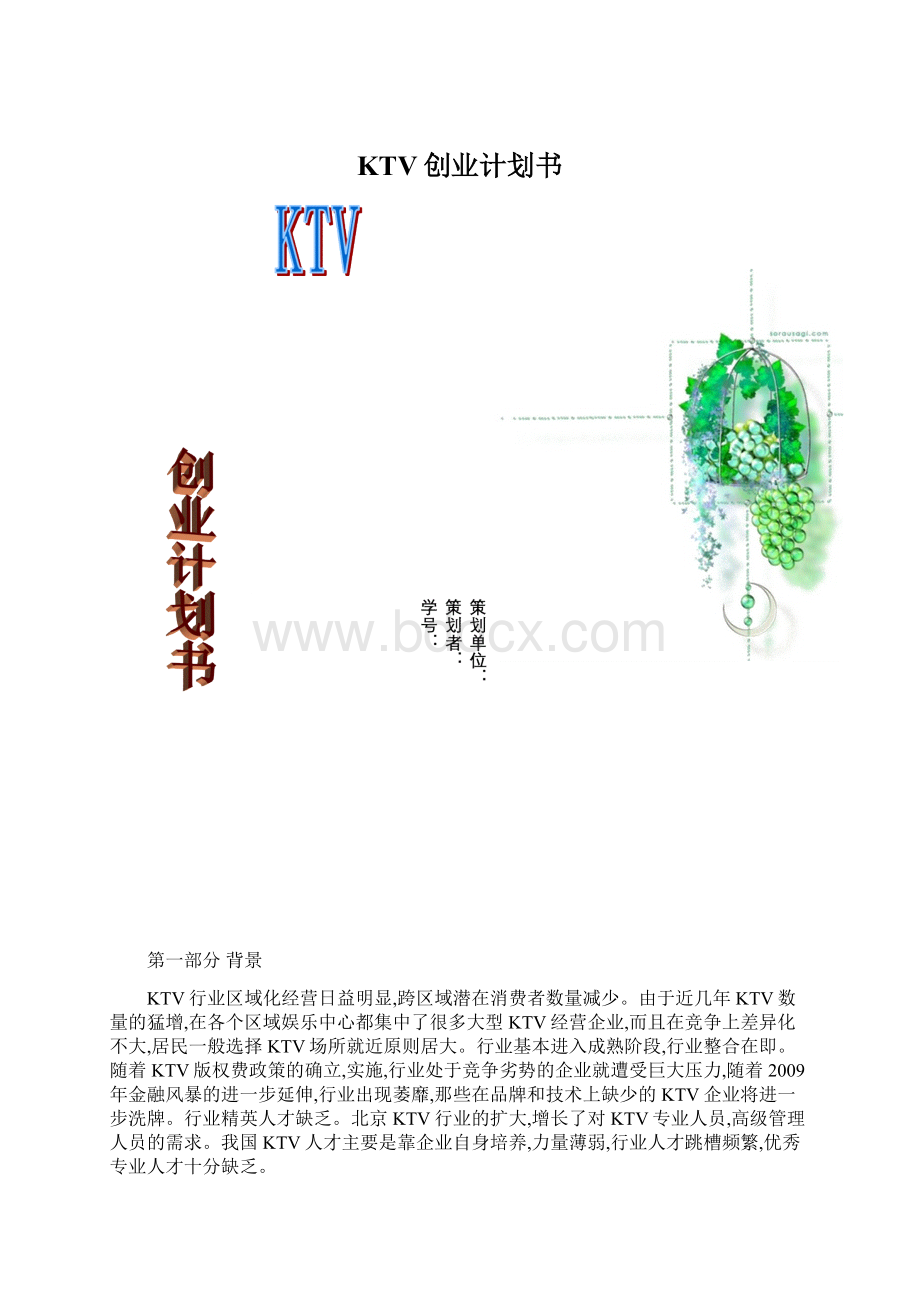 KTV创业计划书.docx