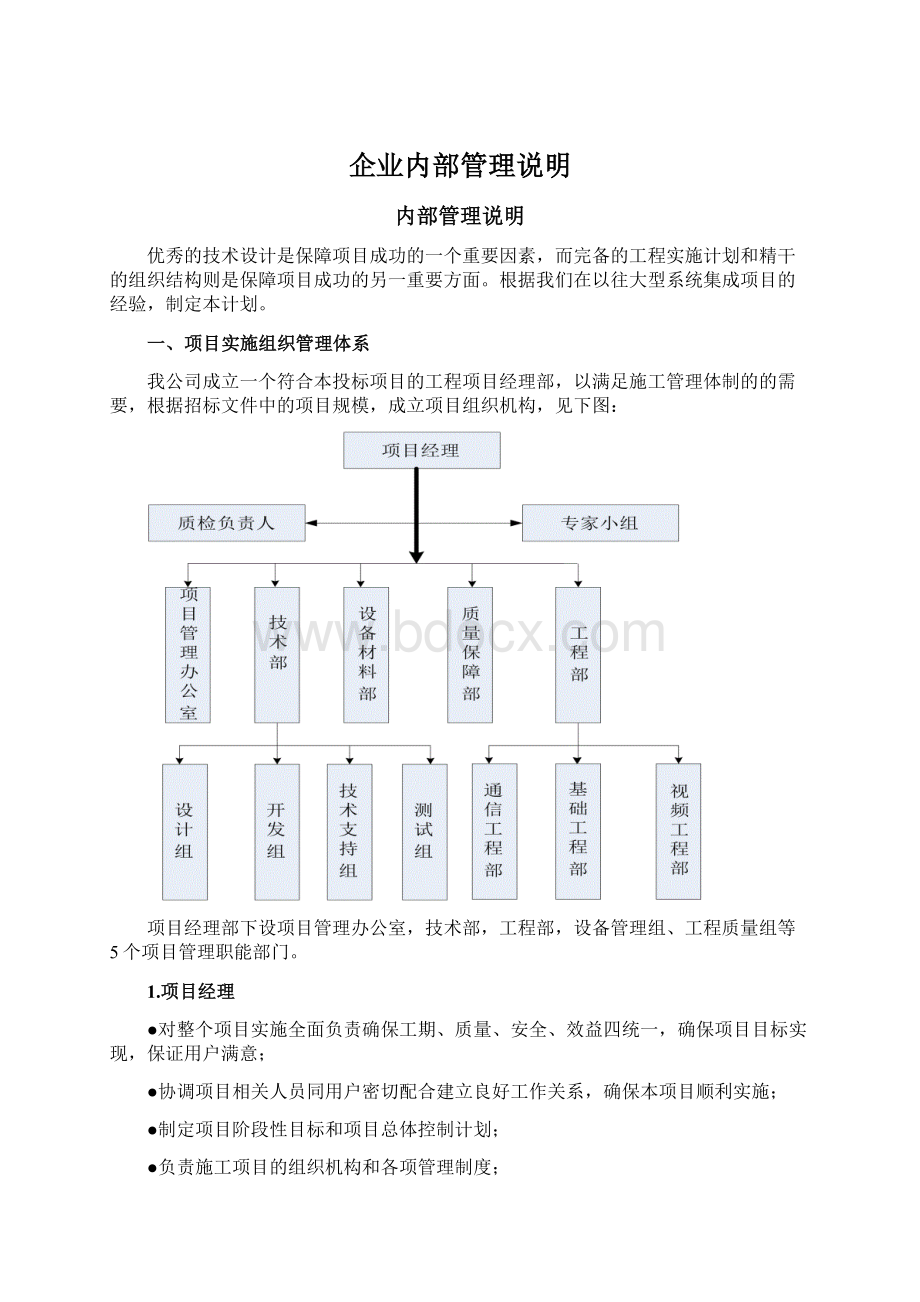 企业内部管理说明Word下载.docx