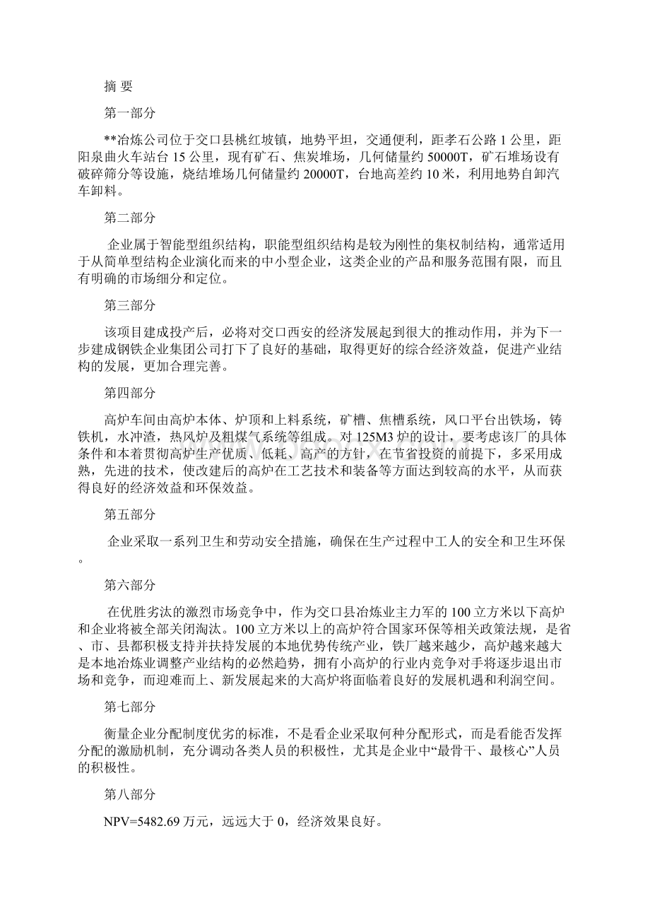 改建125M3的高炉及附属设施项目商业计划书.docx_第2页