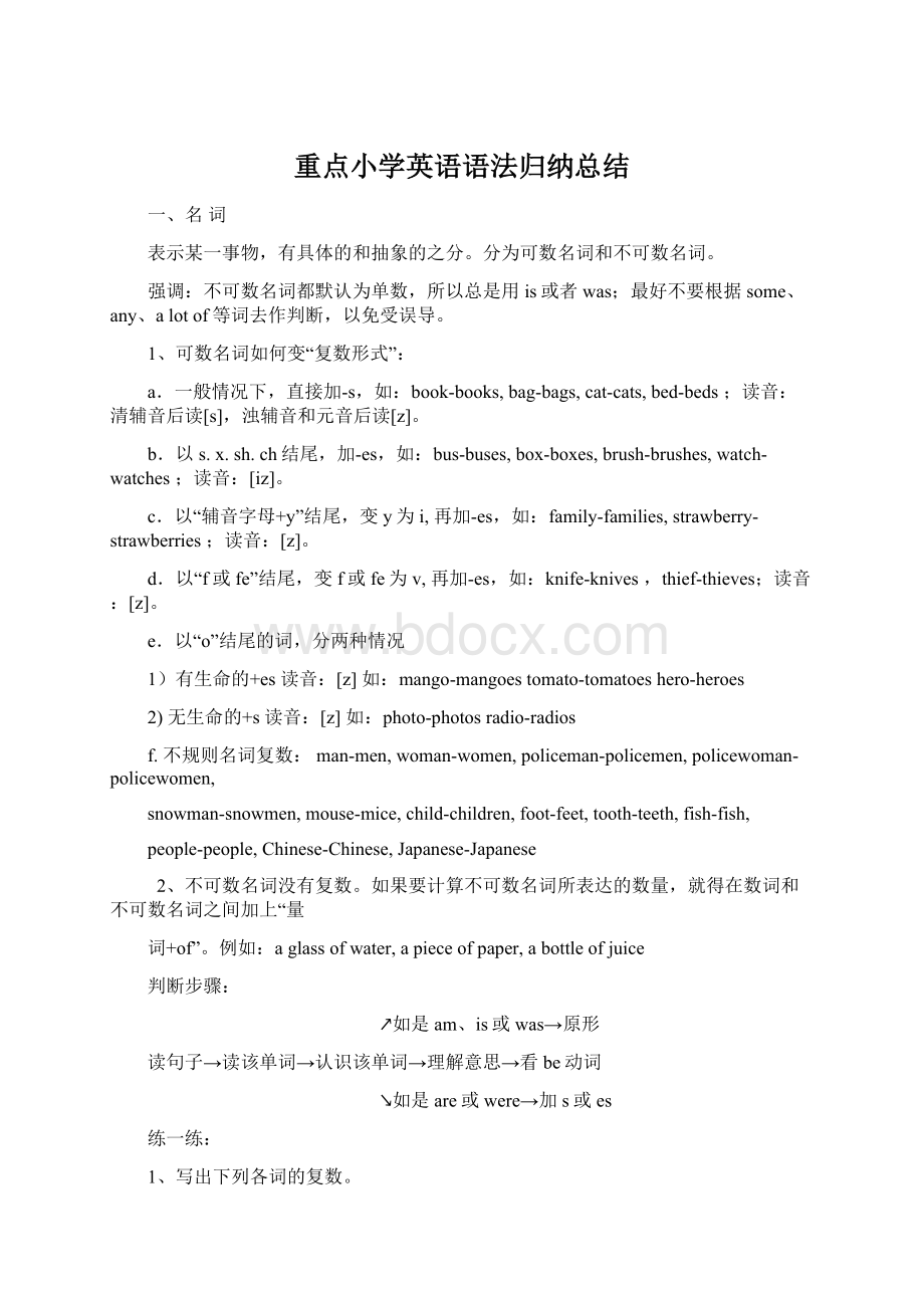 重点小学英语语法归纳总结Word文件下载.docx_第1页