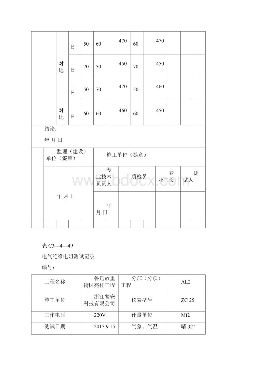 电气绝缘电阻测试记录文本.docx_第2页