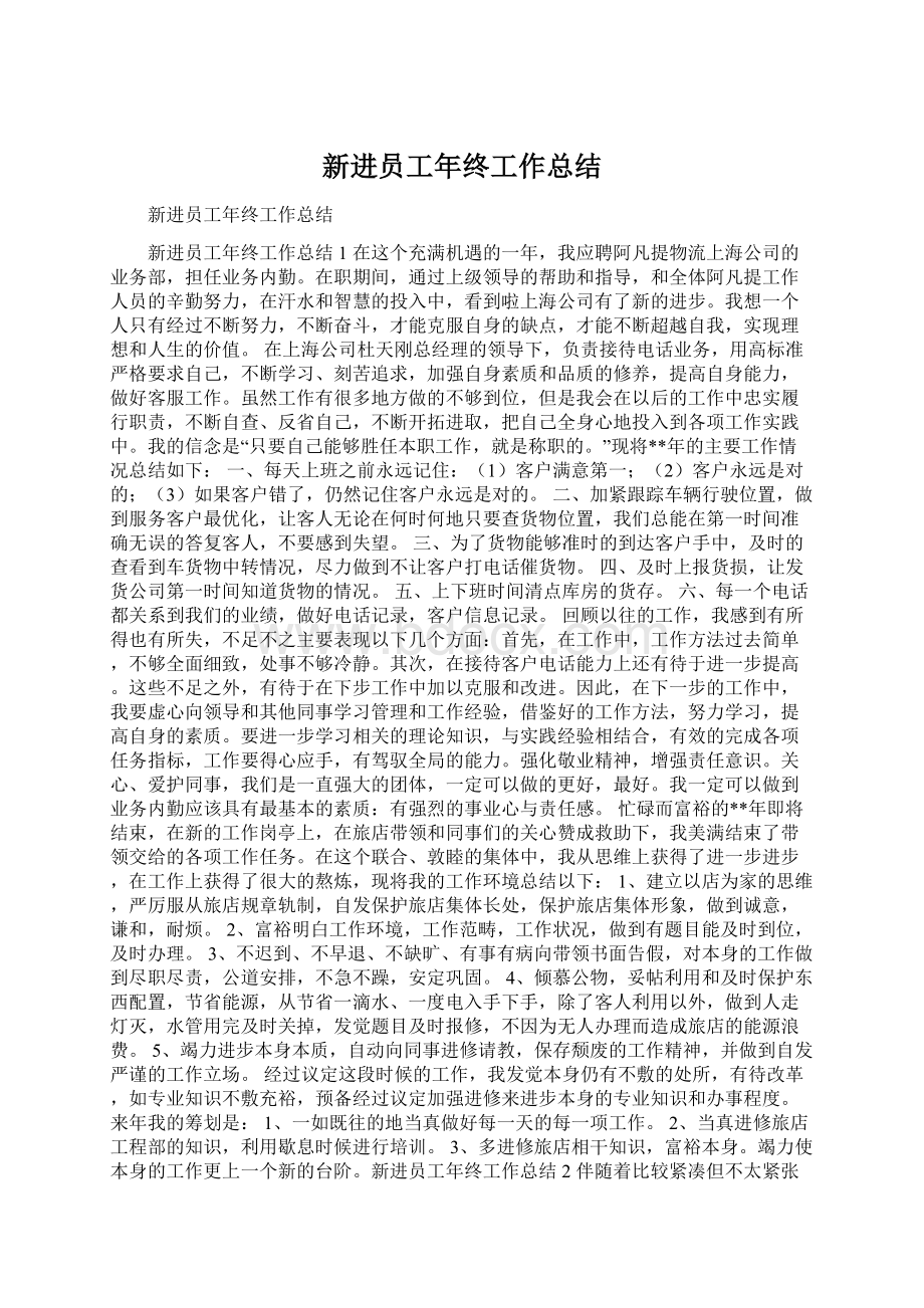 新进员工年终工作总结Word格式.docx_第1页