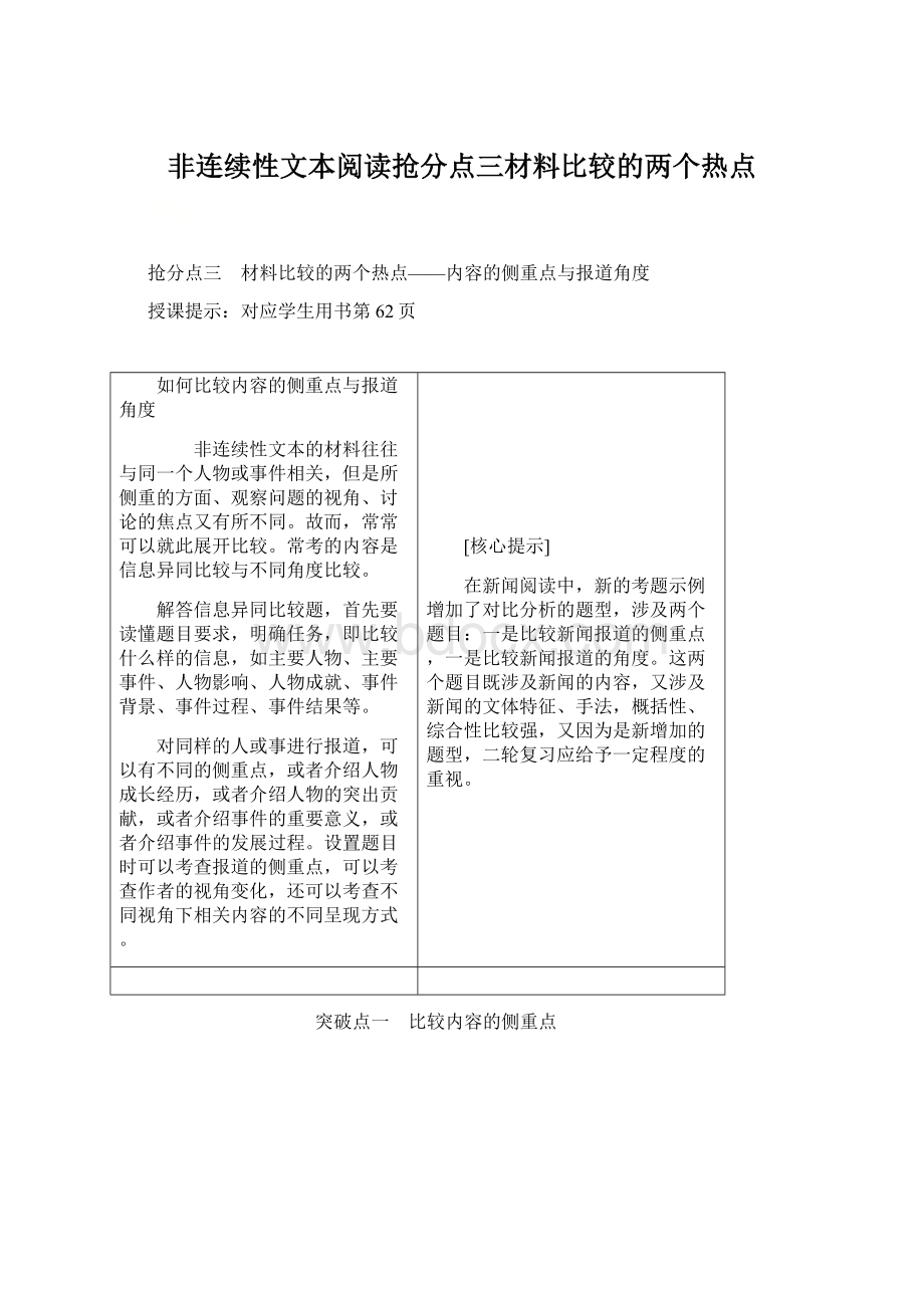 非连续性文本阅读抢分点三材料比较的两个热点.docx_第1页