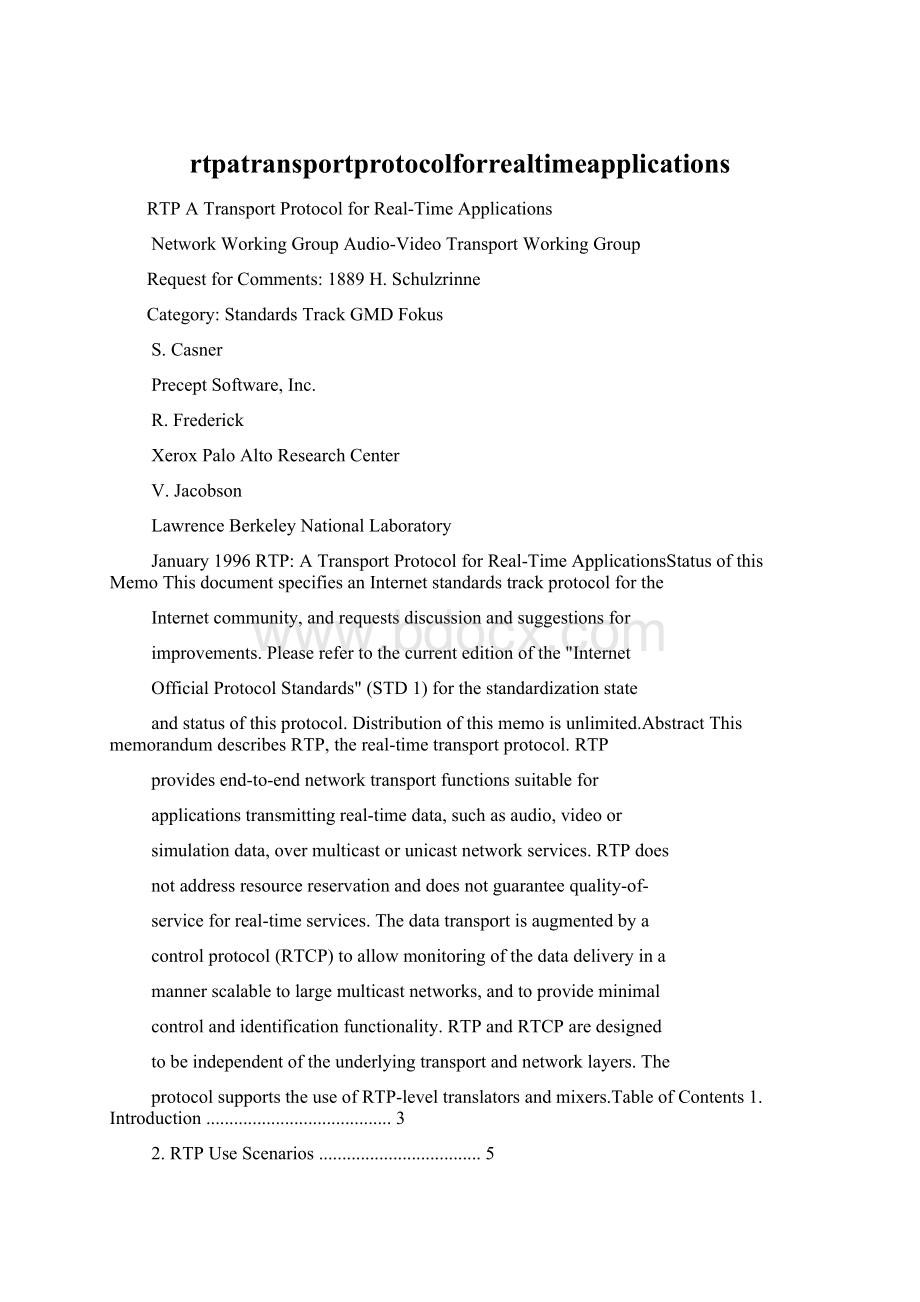 rtpatransportprotocolforrealtimeapplicationsWord文件下载.docx