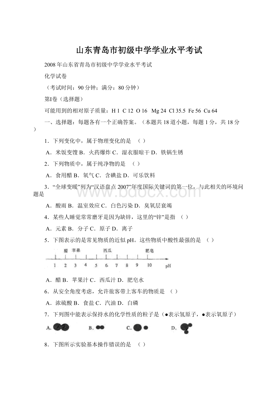 山东青岛市初级中学学业水平考试文档格式.docx_第1页