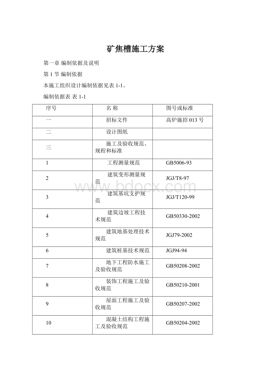 矿焦槽施工方案.docx_第1页