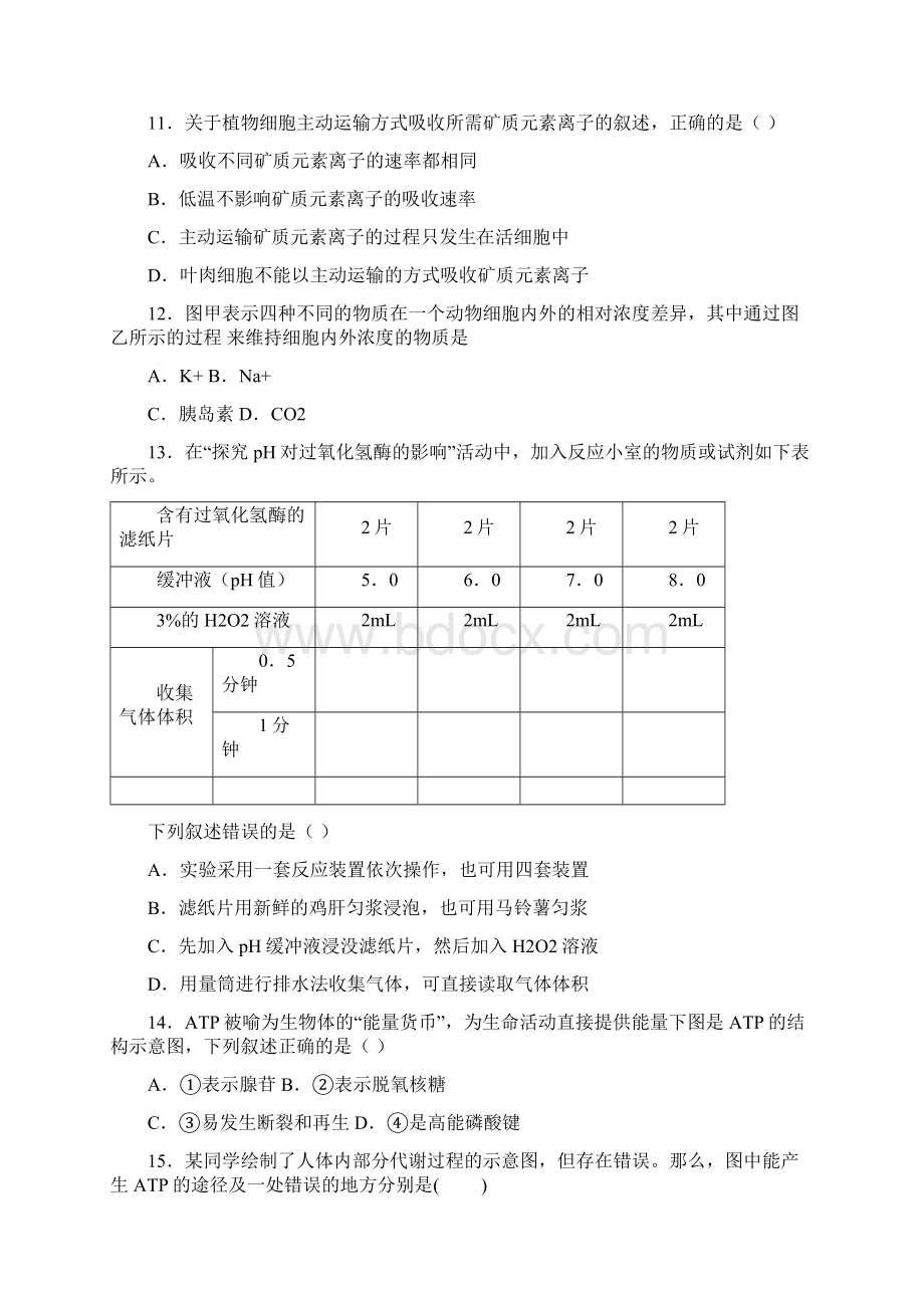 高一生物必修1模块测试附答案解析.docx_第3页