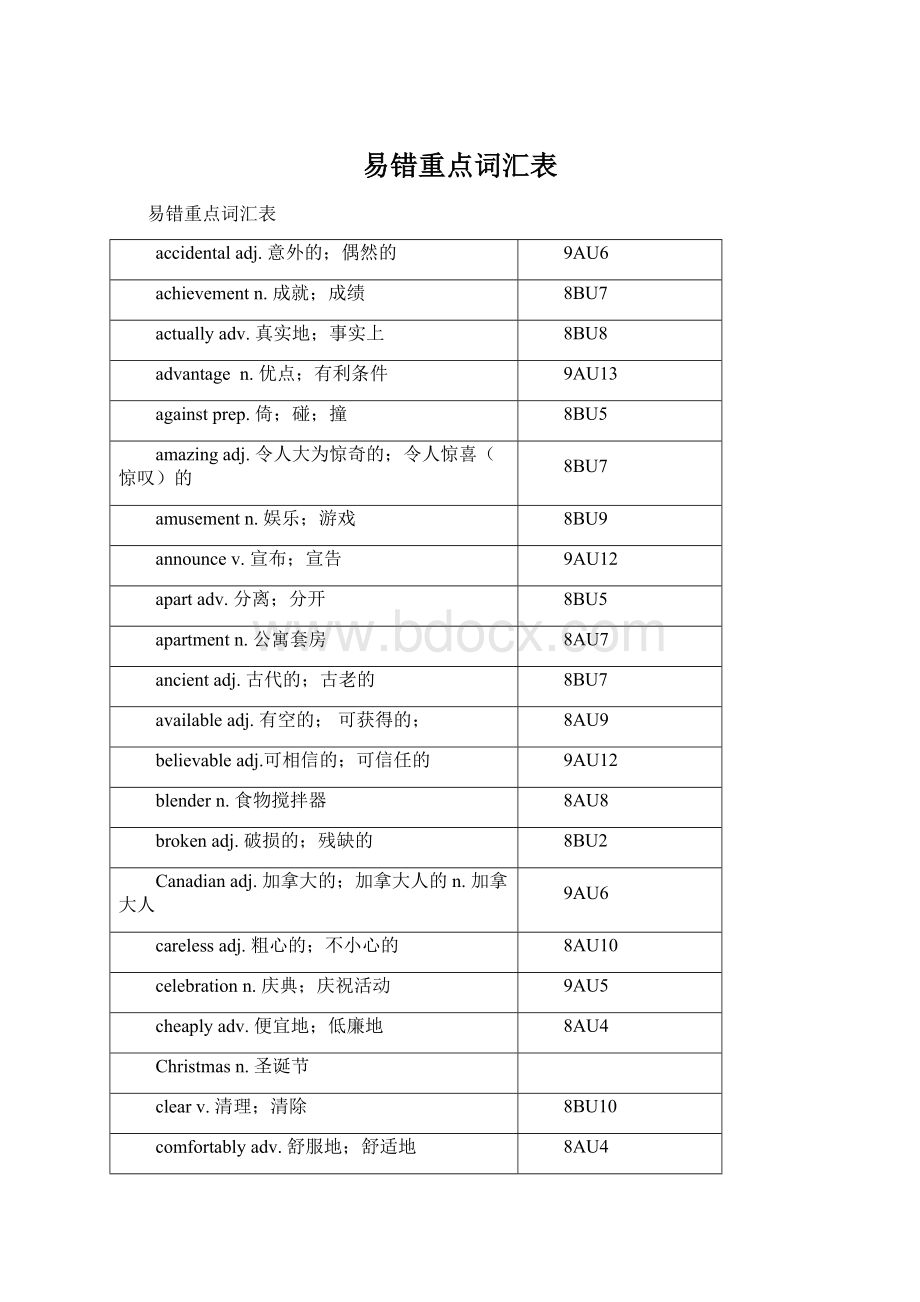 易错重点词汇表文档格式.docx