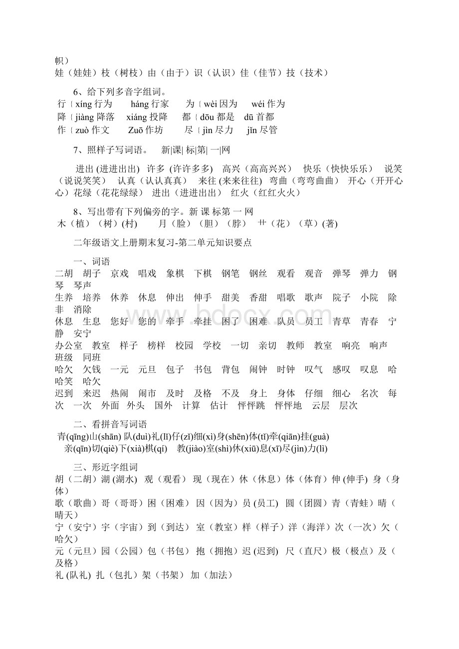 二年级语文上册分单元知识要点文档格式.docx_第2页