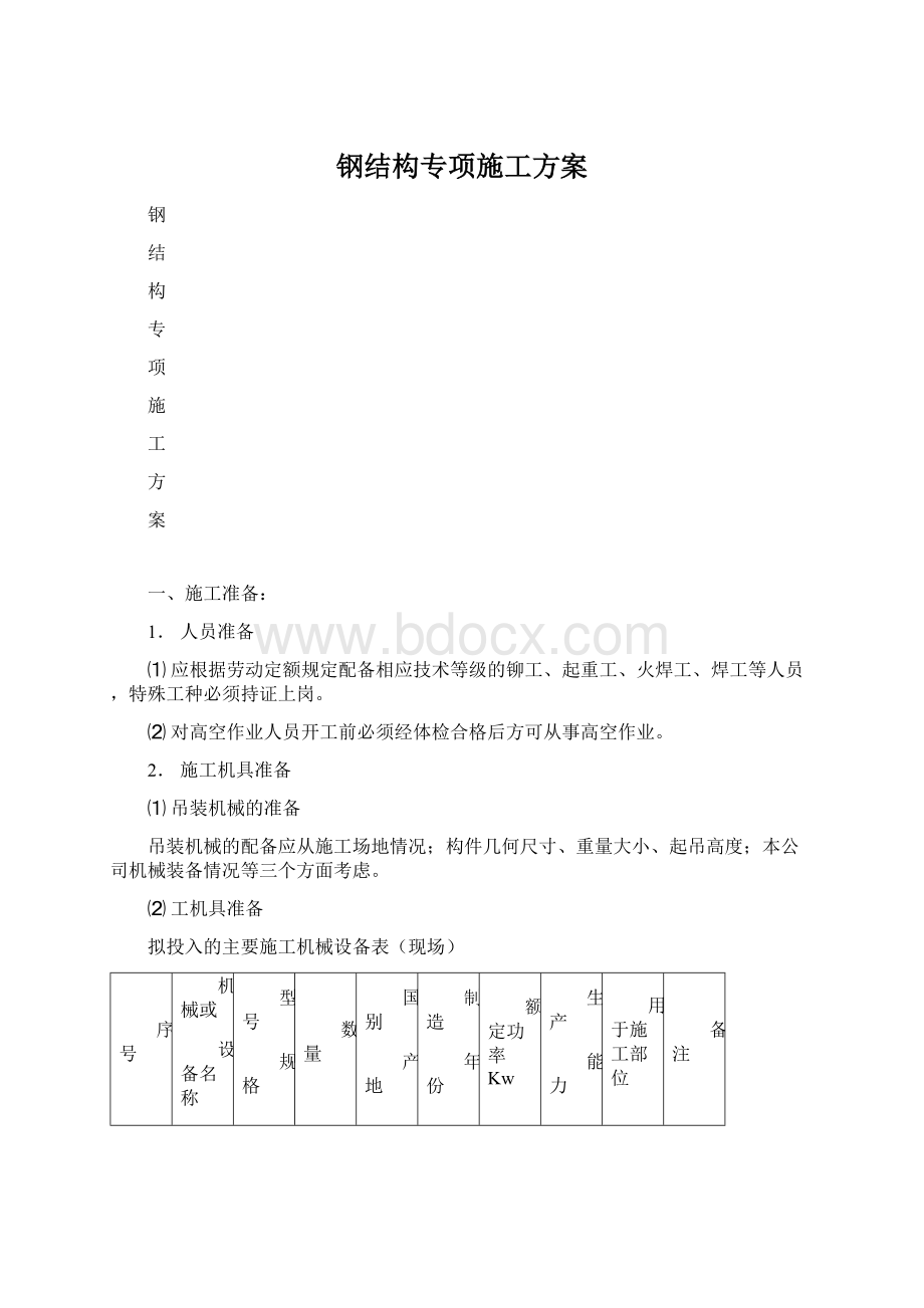 钢结构专项施工方案Word文档格式.docx_第1页