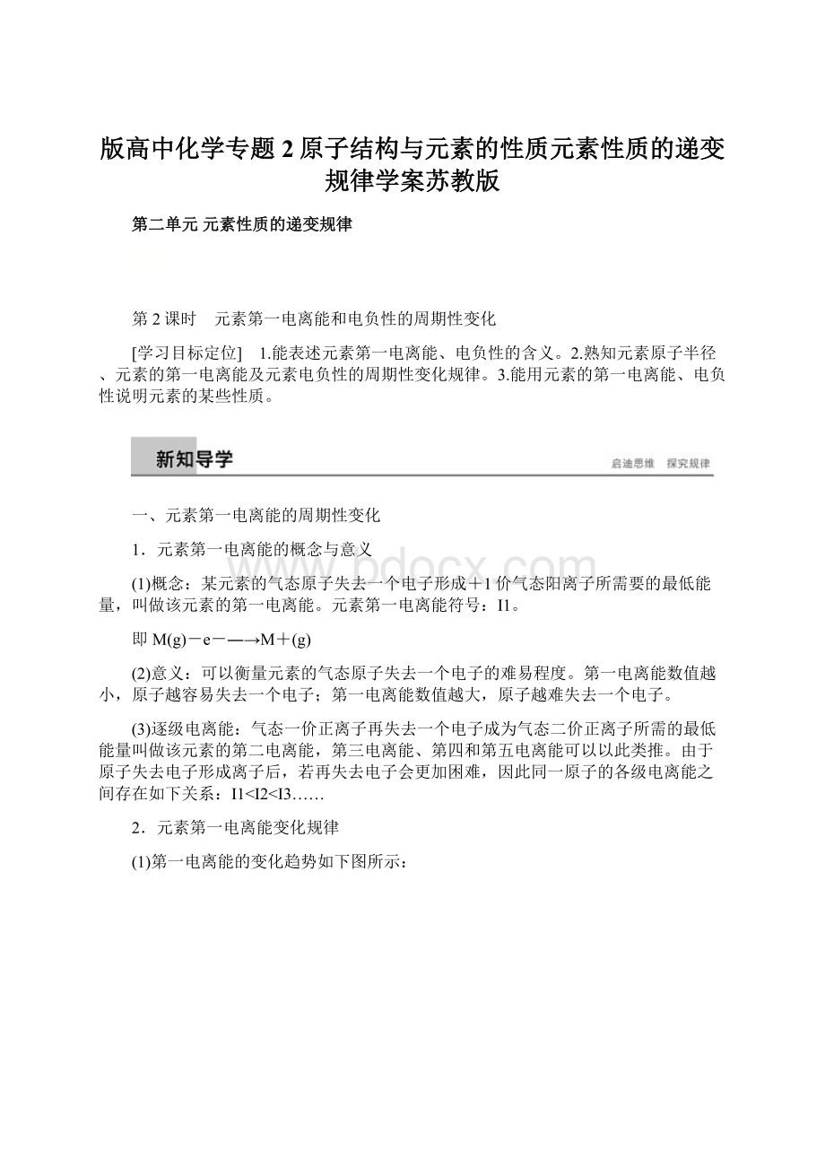 版高中化学专题2原子结构与元素的性质元素性质的递变规律学案苏教版.docx