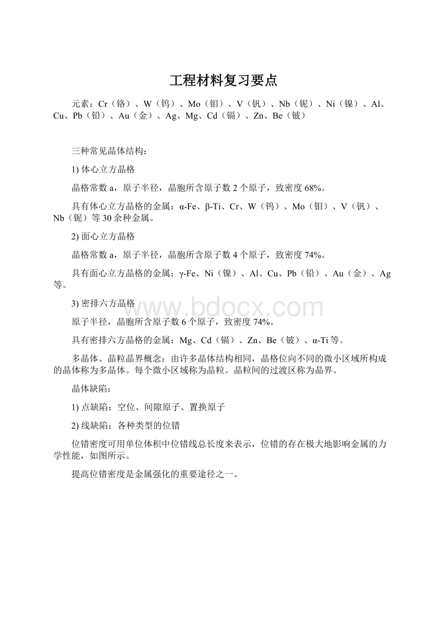 工程材料复习要点Word格式文档下载.docx