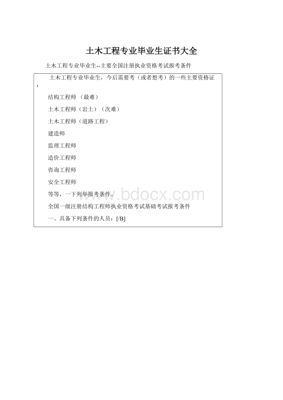 土木工程专业毕业生证书大全Word文档格式.docx_第1页