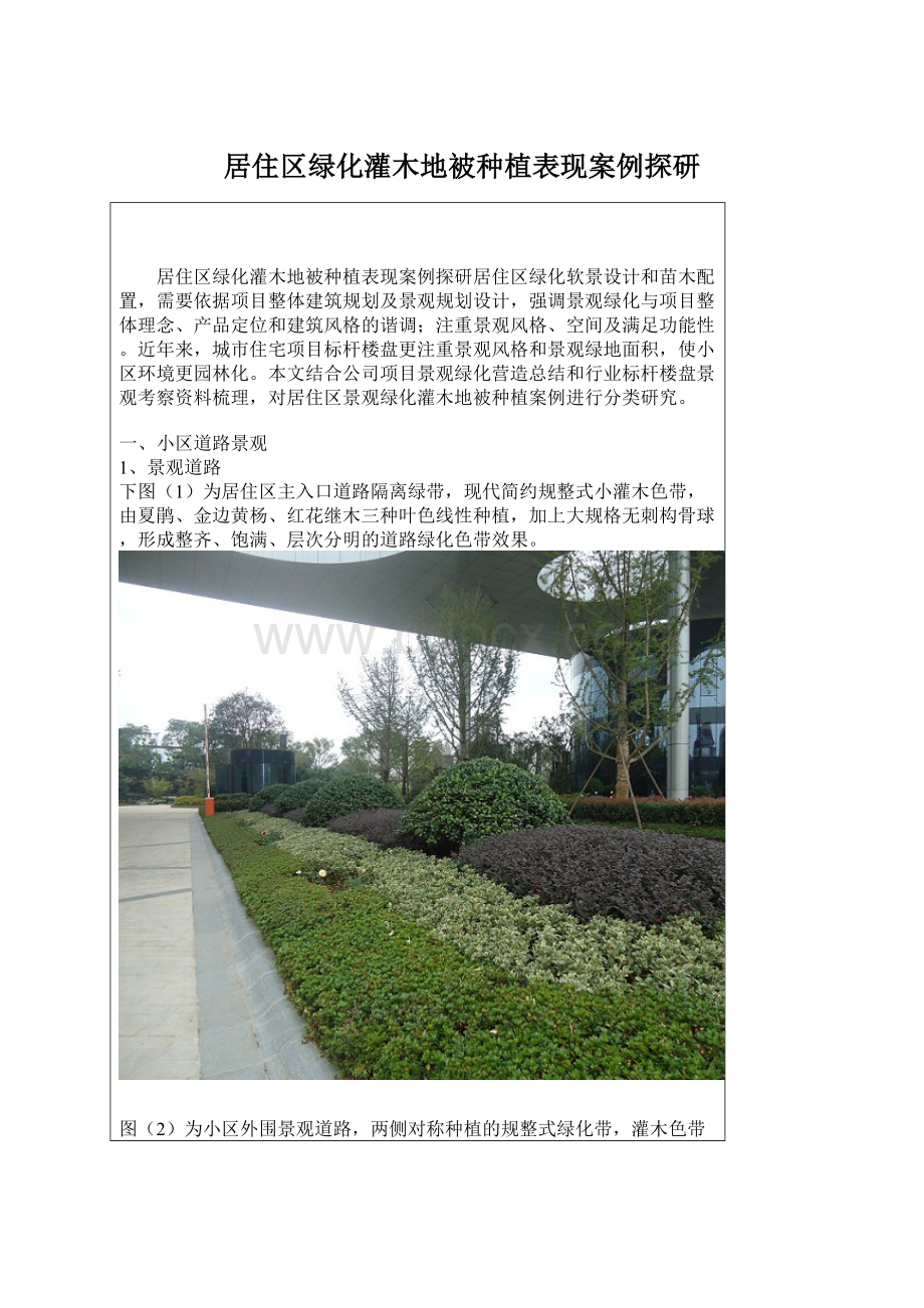 居住区绿化灌木地被种植表现案例探研Word格式.docx