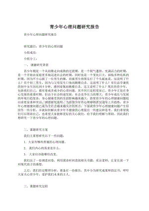 青少年心理问题研究报告Word文档下载推荐.docx