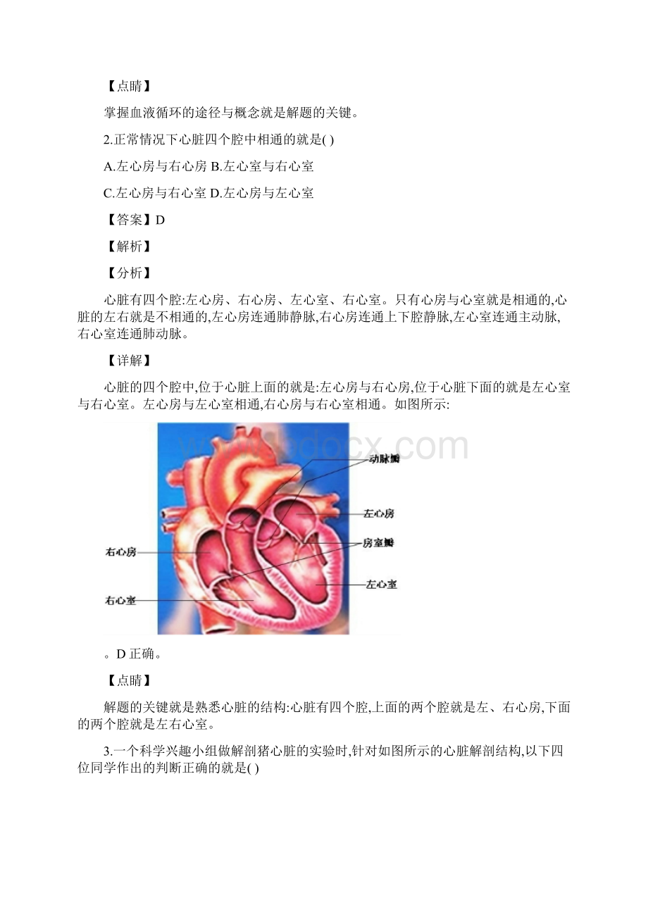 输送血液的泵心脏习题.docx_第2页