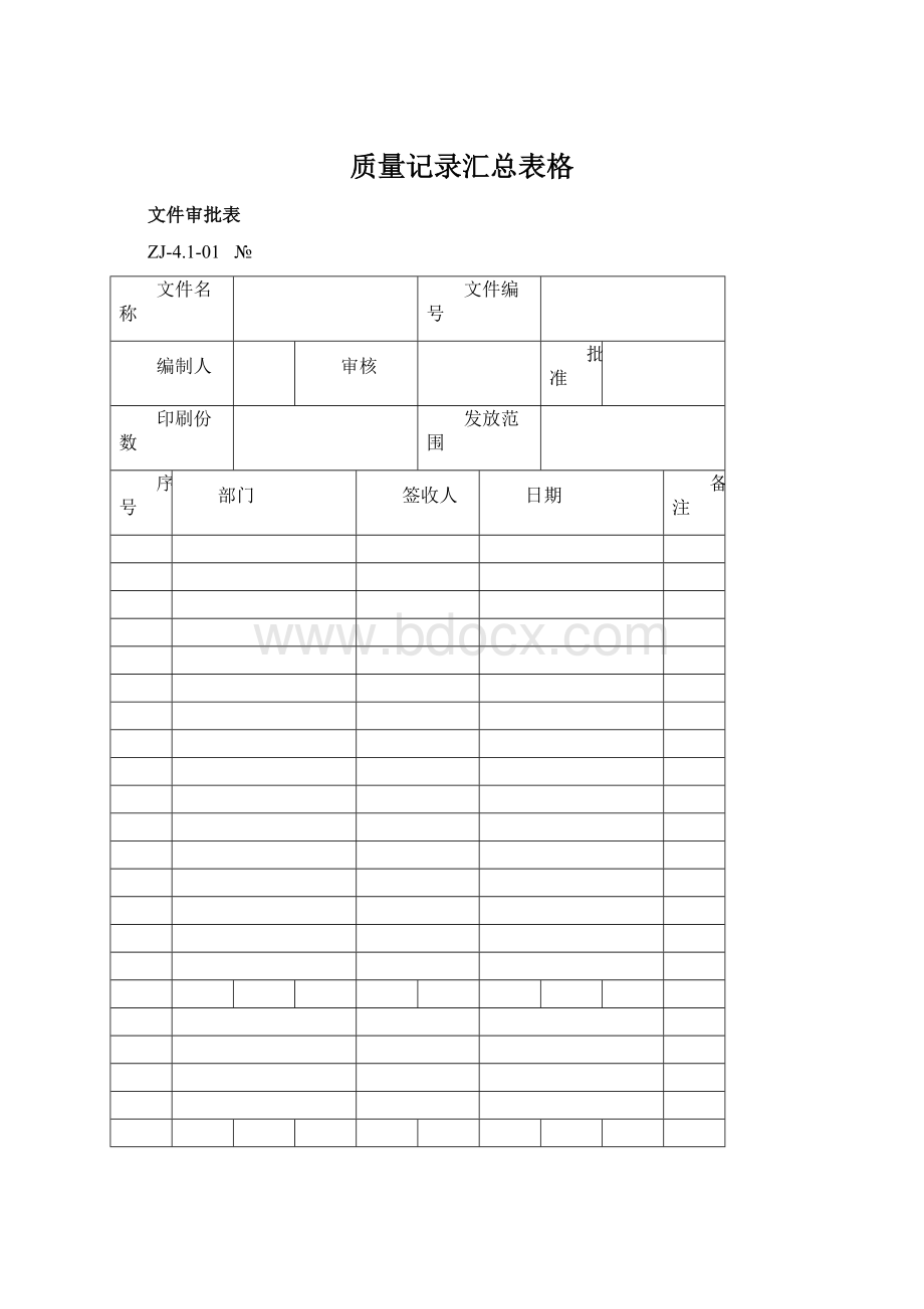 质量记录汇总表格.docx_第1页