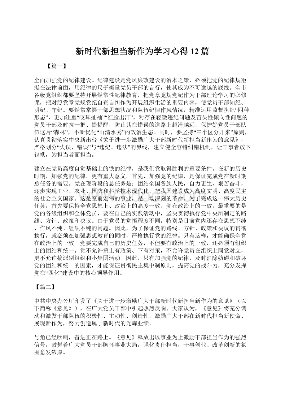 新时代新担当新作为学习心得12篇.docx