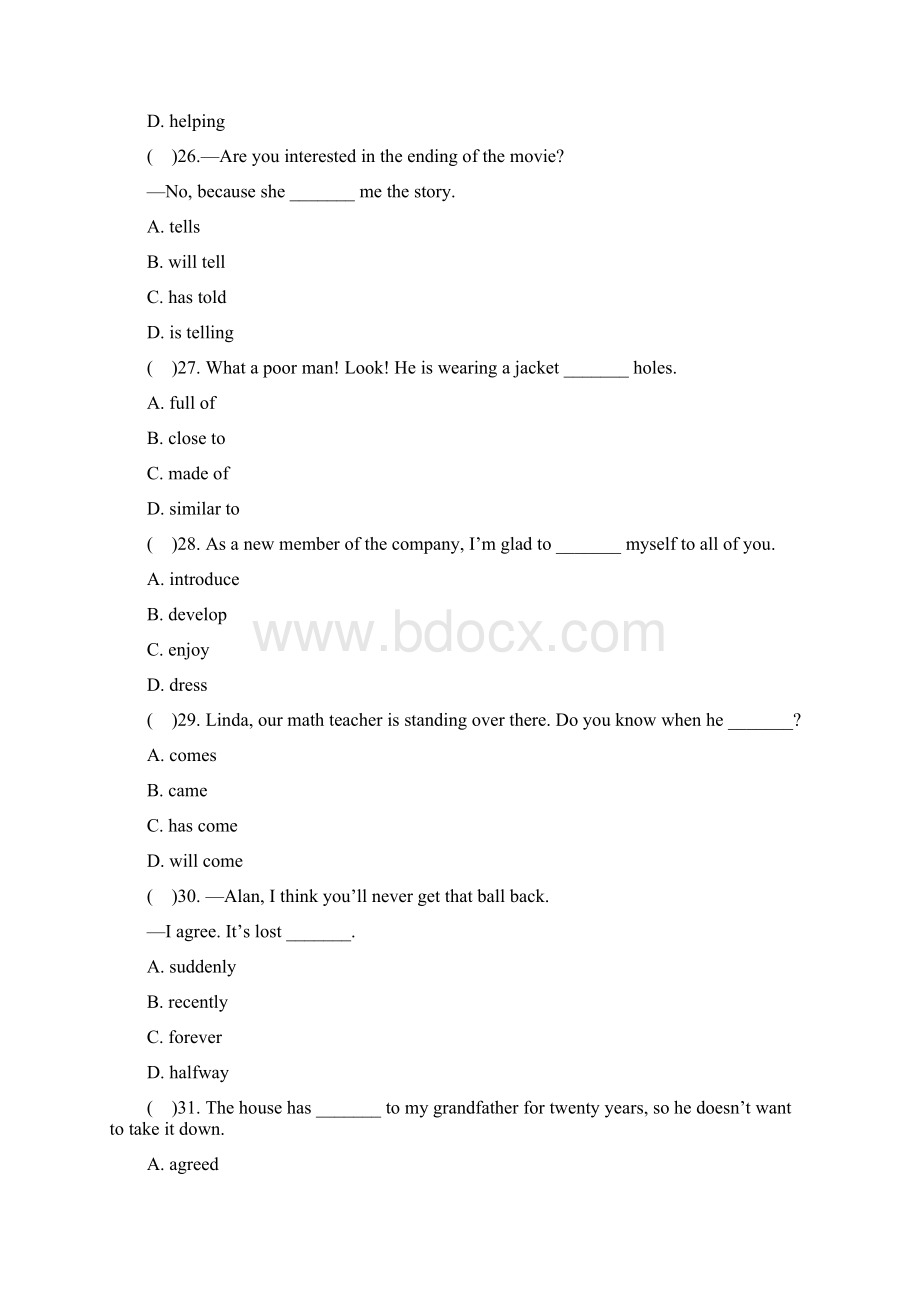 八年级下册英语Unit8单元测试题含答案Word文档格式.docx_第2页