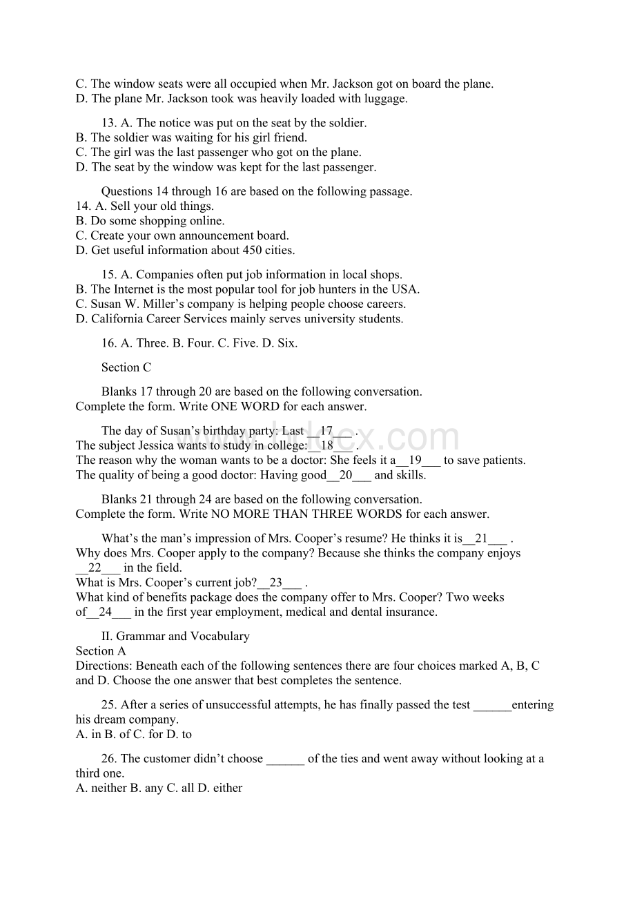 上海奉贤区高考英语二模试题及答案讲解Word文档格式.docx_第2页