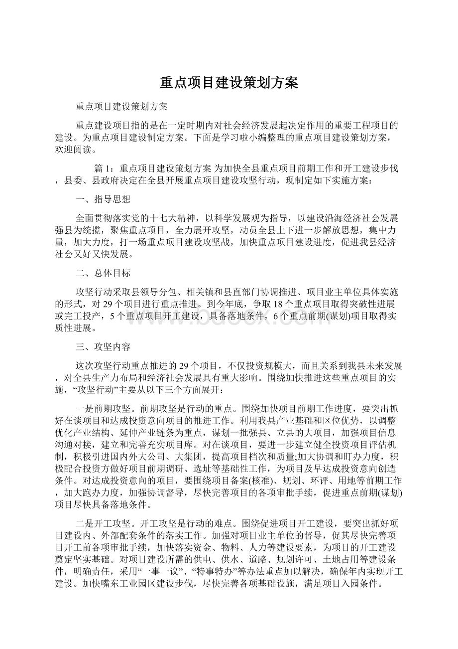 重点项目建设策划方案.docx_第1页