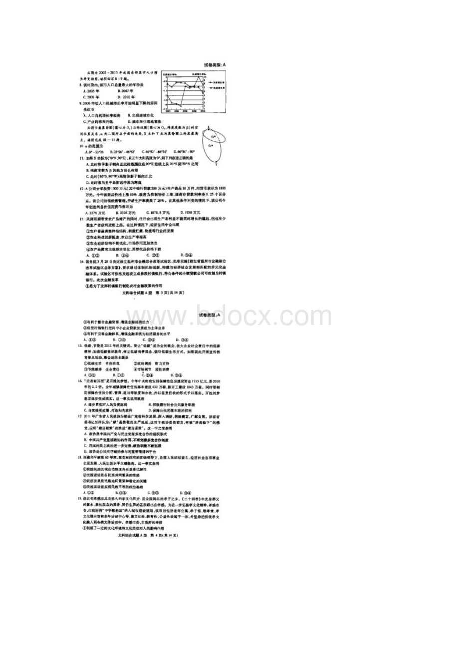 湖北省七市州届高三下学期联合考试文科综合试题扫描版文档格式.docx_第2页