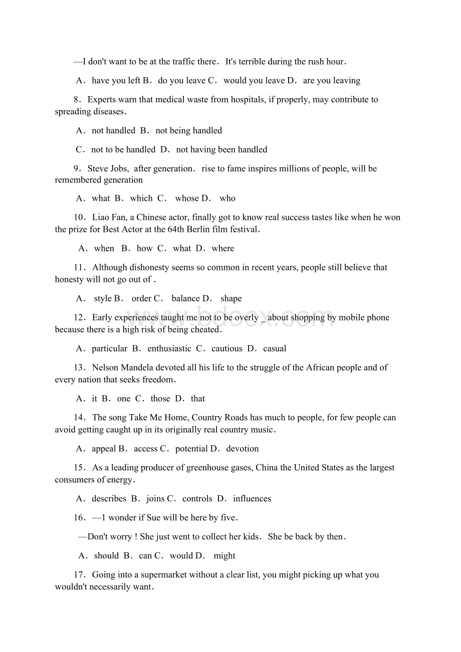 浙江省金华市重点学校高三模拟英语试题 有答案Word文档下载推荐.docx_第2页