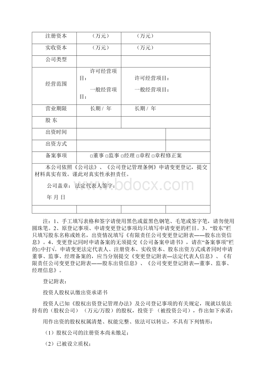 企业设立变更登记表格090601新设题库.docx_第3页