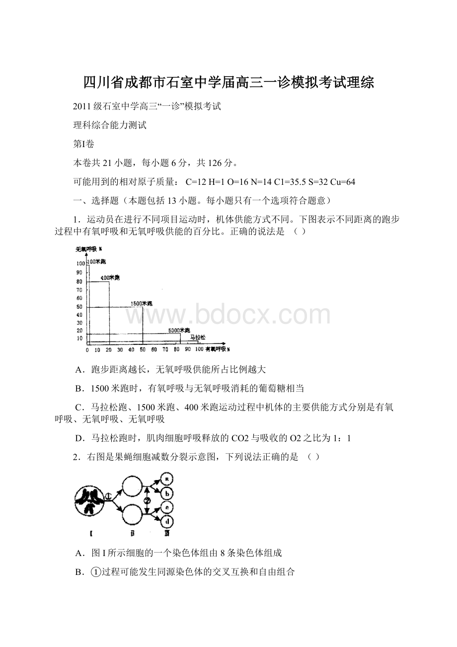 四川省成都市石室中学届高三一诊模拟考试理综.docx_第1页