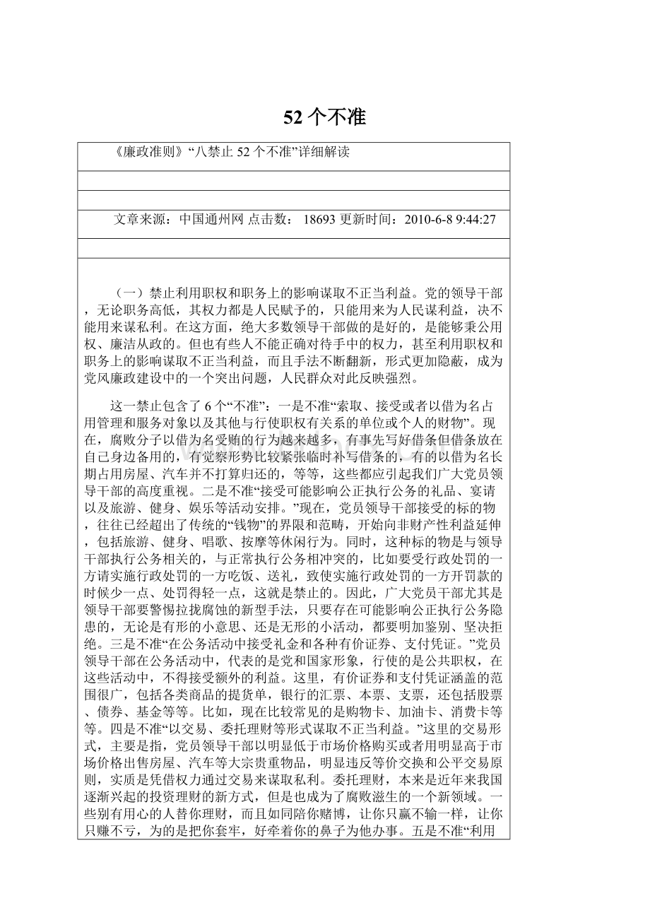 52个不准Word文档格式.docx