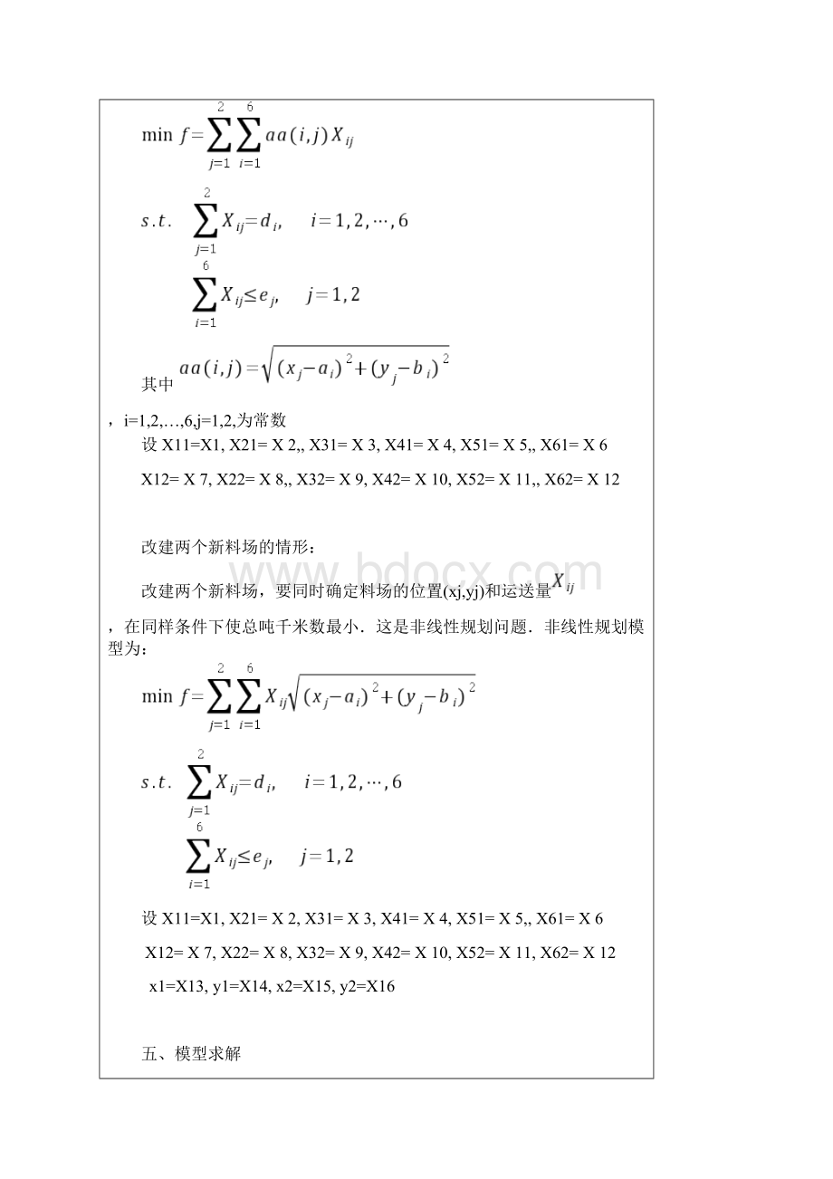 数学建模作业5数学规划模型供应与选址的问题文档格式.docx_第3页