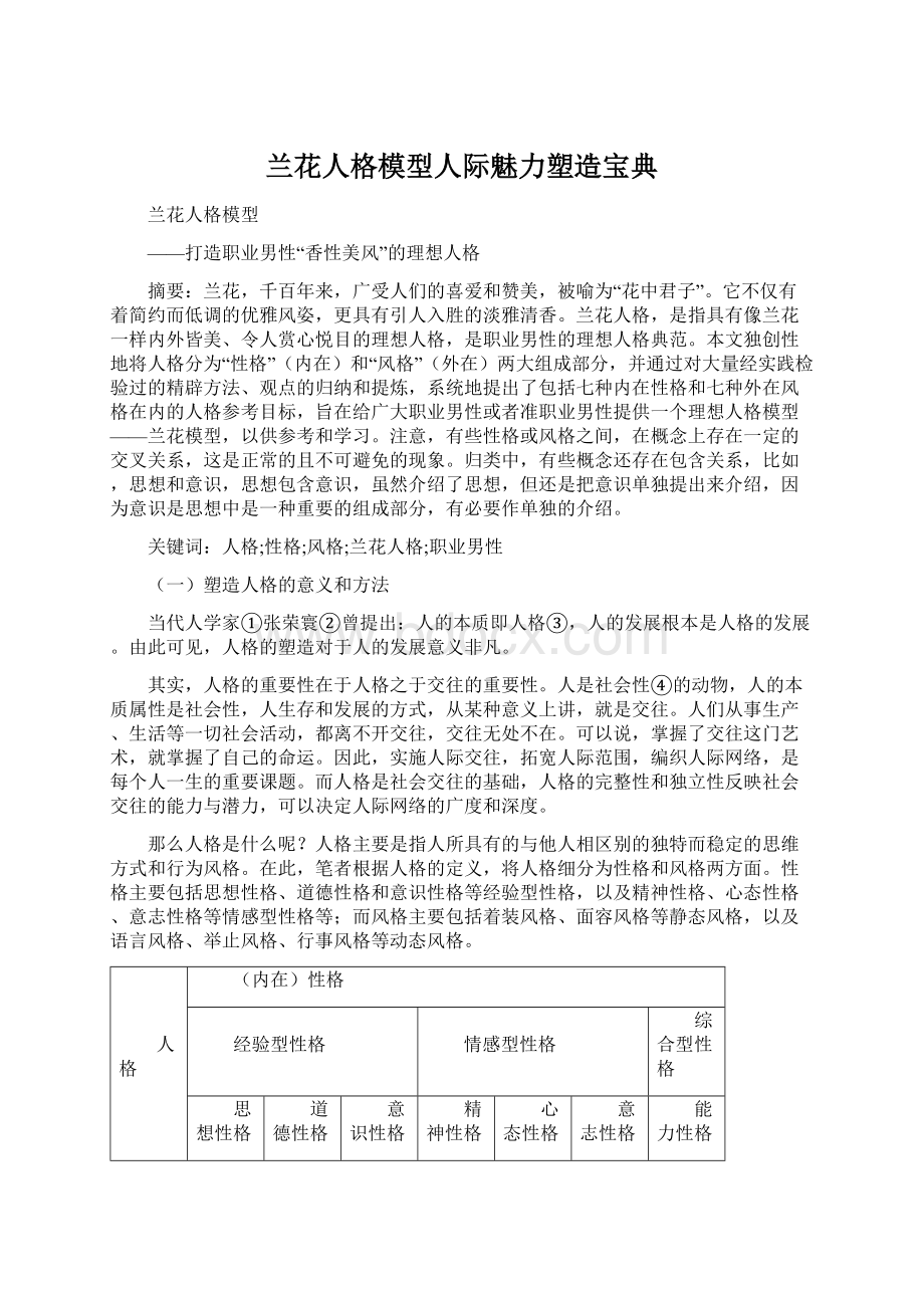 兰花人格模型人际魅力塑造宝典.docx