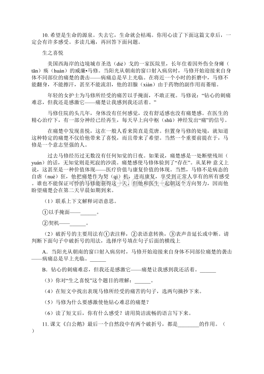 北师大版六年级语文下册标点符号专项全能训练文档格式.docx_第3页