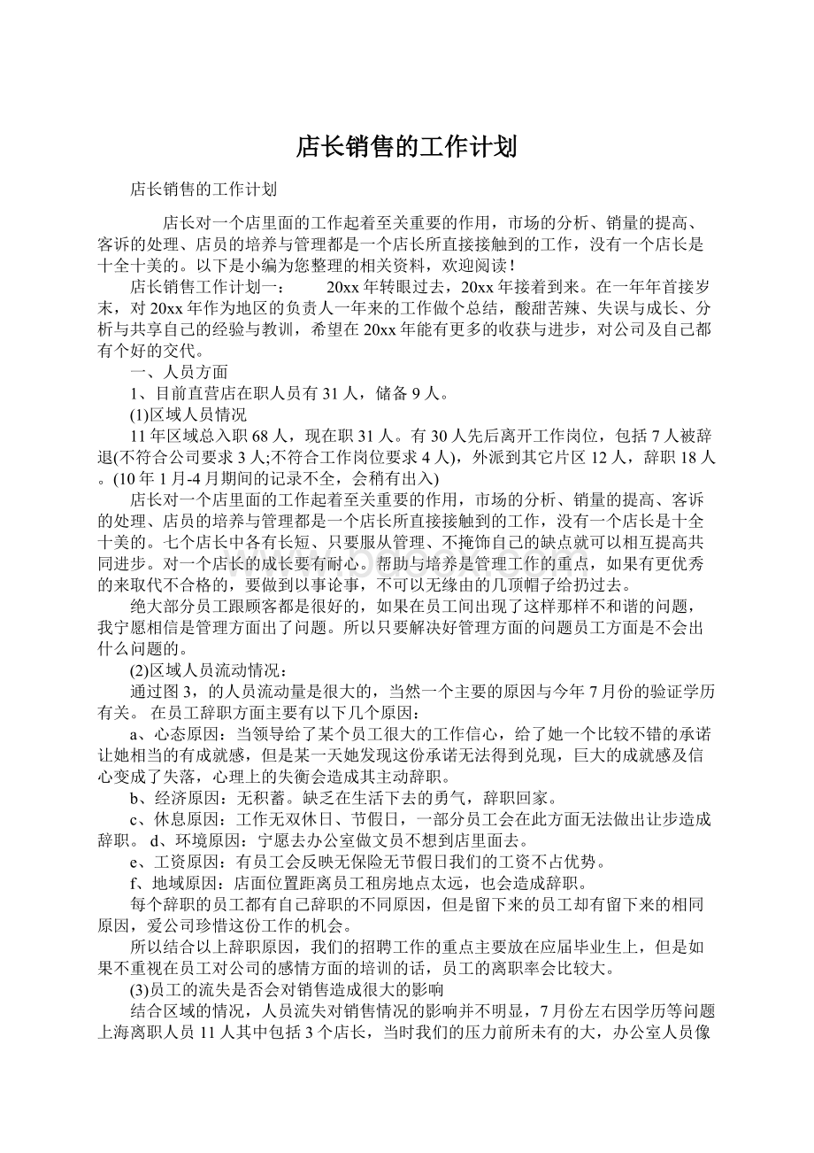 店长销售的工作计划Word文件下载.docx_第1页